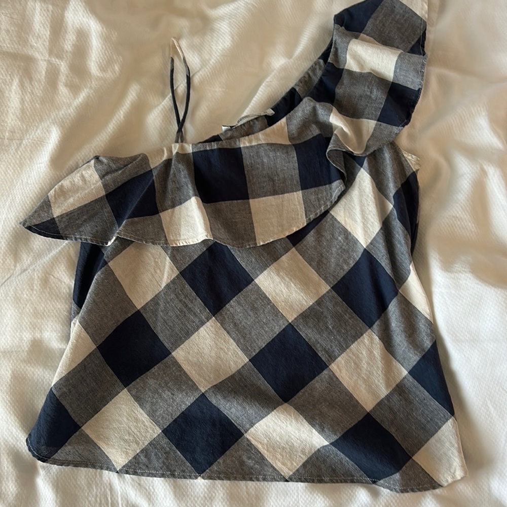 Zara gingham asymmetric top